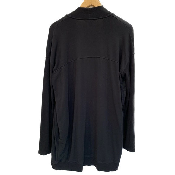 Banana Republic Baby Terry Long Cardigan Womens Size M Black Ribbed Knit Duster - Picture 2 of 16